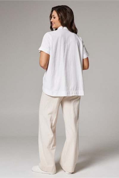 Белая блуза из текстиля и хлопка для каждодневных образов PND 01040P - фото 3