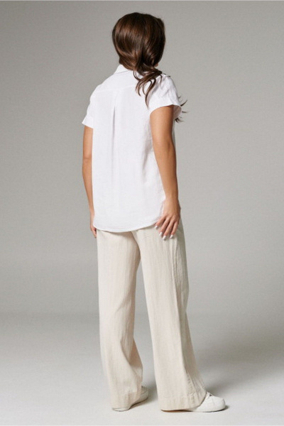 Белая хлопковая блуза из текстиля для повседневного стиля PND 01140P - фото 2