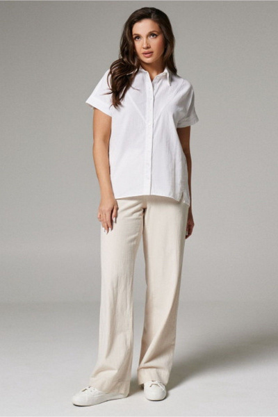 Белая хлопковая блуза из текстиля для повседневного стиля PND 01140P - фото 1