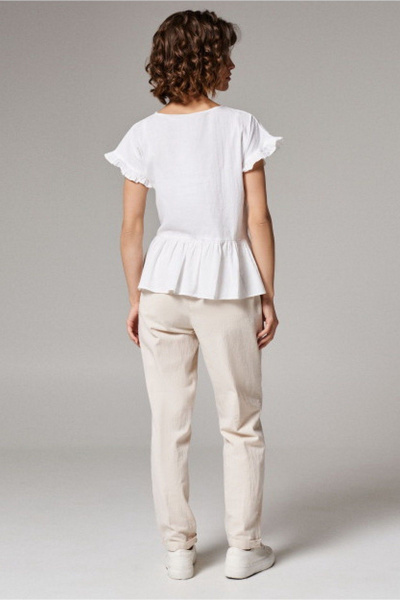 Белая блуза из хлопка и текстиля для летних дней PND 02740P - фото 3