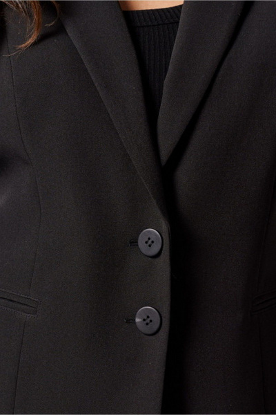 Демисезонный черный жакет из текстиля для делового образа PND 03030P черный - фото 5