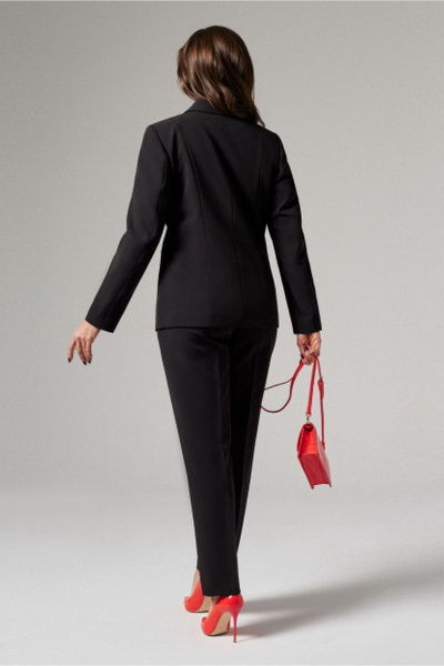 Демисезонный черный жакет из текстиля для делового образа PND 03030P черный - фото 4