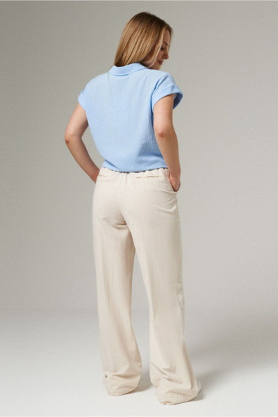 Голубая стильная на каждый день блуза из текстиля PND 04540P голубой - фото 3