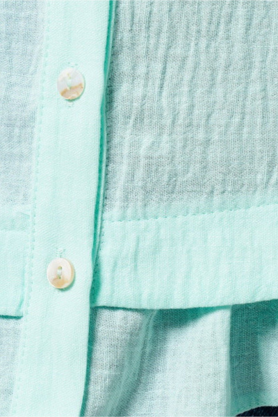 Бирюзовая блуза с рукавом три четверти из текста PND 05040P бирюзовый - фото 3