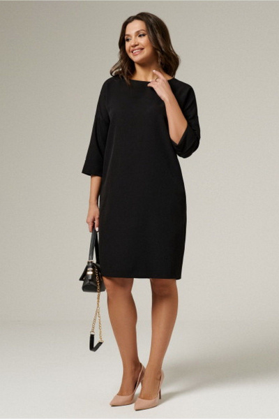 Черное демисезонное платье из текстиля для ежедневного стиля PND 05480P - фото 5