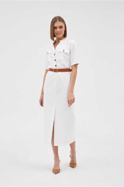 Платье из джинса миди с разрезом и поясом PUR PUR 11-284/2 - фото 3