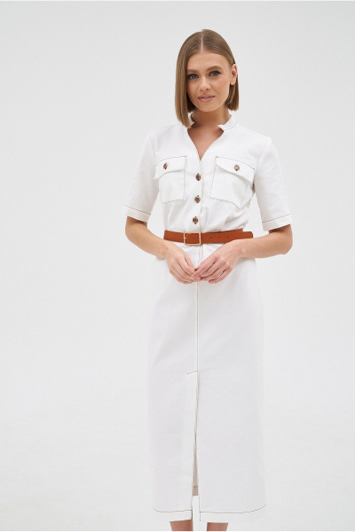 Платье из джинса миди с разрезом и поясом PUR PUR 11-284/2 - фото 2