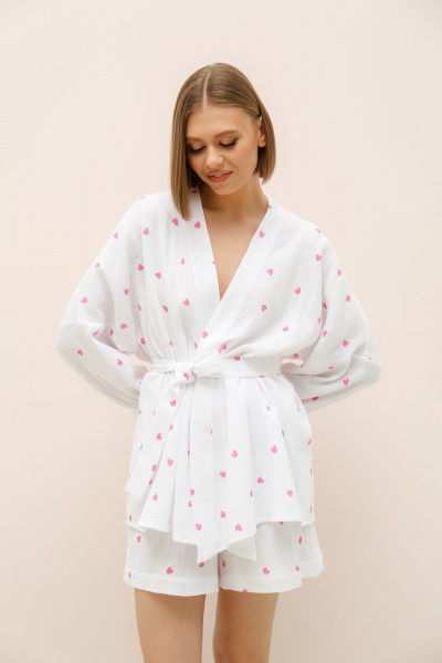 Костюм блуза со съемным поясом и шорты свободного силуэта PUR PUR 11-300/2 - фото 4