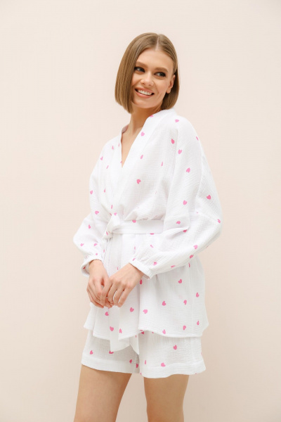 Костюм блуза со съемным поясом и шорты свободного силуэта PUR PUR 11-300/2 - фото 2