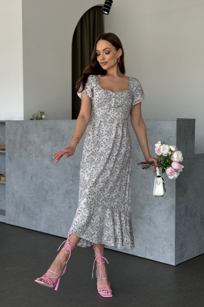 Платье Dilana VIP 1984 бежевый_принт - фото 7