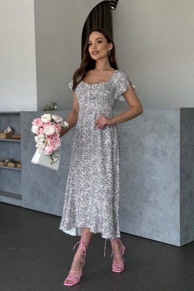 Платье Dilana VIP 1984 бежевый_принт - фото 6