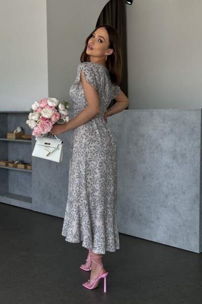 Платье Dilana VIP 1984 бежевый_принт - фото 5