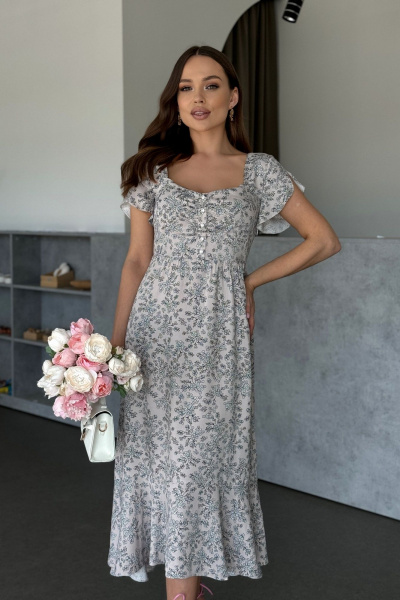 Платье Dilana VIP 1984 бежевый_принт - фото 4