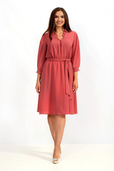 Платье на тонкой резинке с V-образным вырезом и рукавами Mislana 798 - фото 1