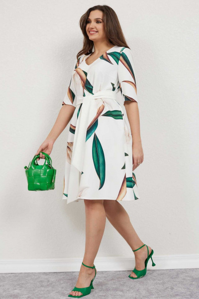 Платье А-силуэта с декоративным поясом и принтом Mislana А948 - фото 3