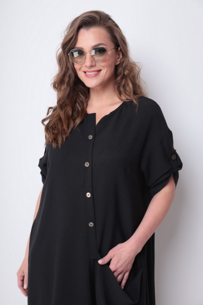 Повседневное бохо платье из искусственного льна-вишера Michel chic 2094/4 черный_оникс - фото 5