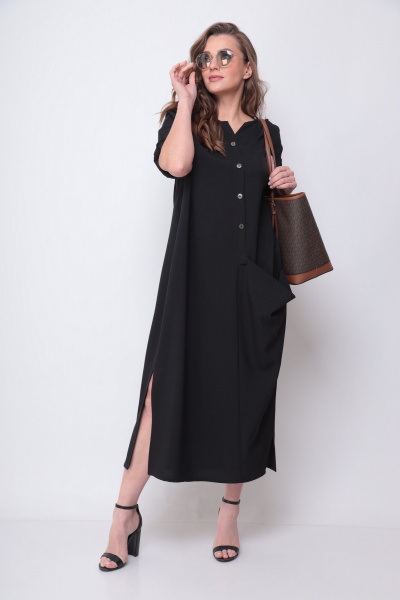 Повседневное бохо платье из искусственного льна-вишера Michel chic 2094/4 черный_оникс - фото 2