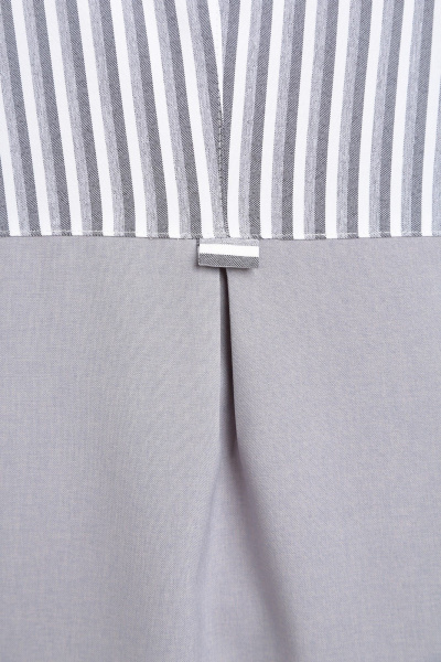 Платье-рубашка из полоски и однотона с асимметричным подрезом Tensi 368 серый+белый - фото 4