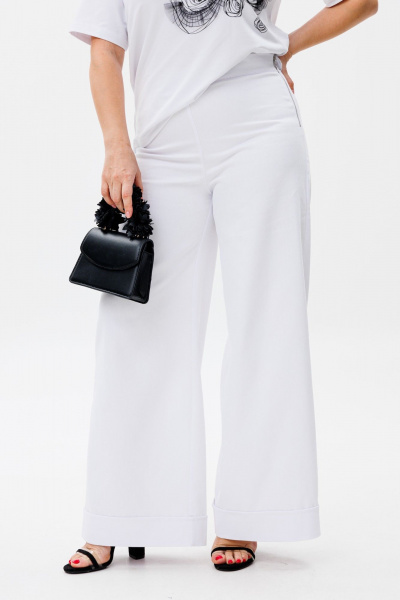 Брюки и футболка из хлопка и трикотажа на лето Michel chic 1368 белый - фото 8