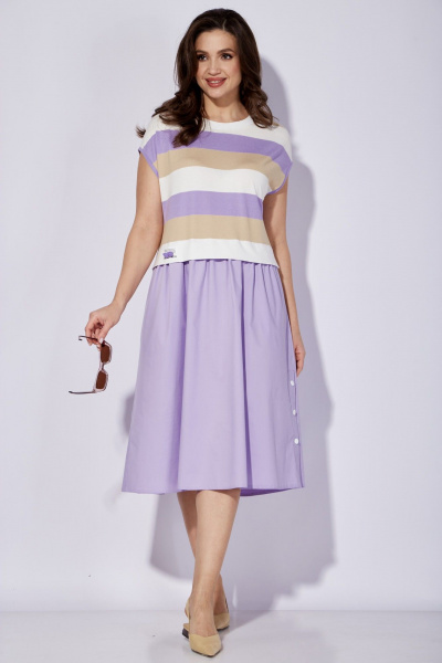 Платье с яркой нашивкой из трикотажа и текстиля TAiER 1280 - фото 7