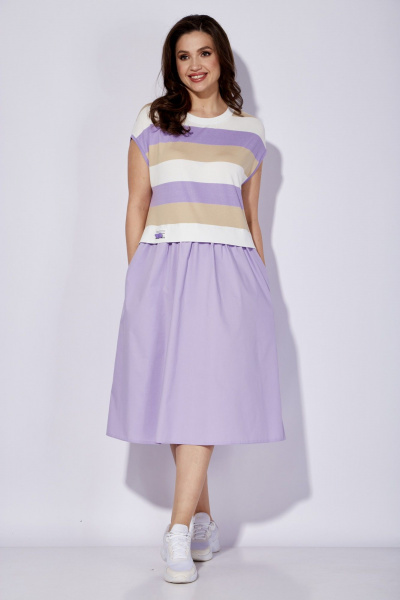 Платье с яркой нашивкой из трикотажа и текстиля TAiER 1280 - фото 6