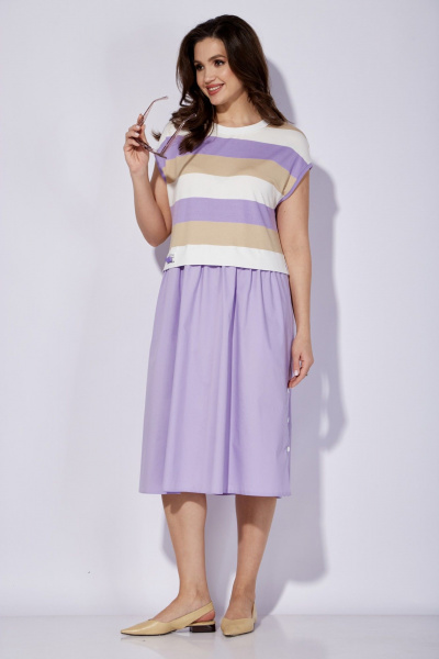 Платье с яркой нашивкой из трикотажа и текстиля TAiER 1280 - фото 5