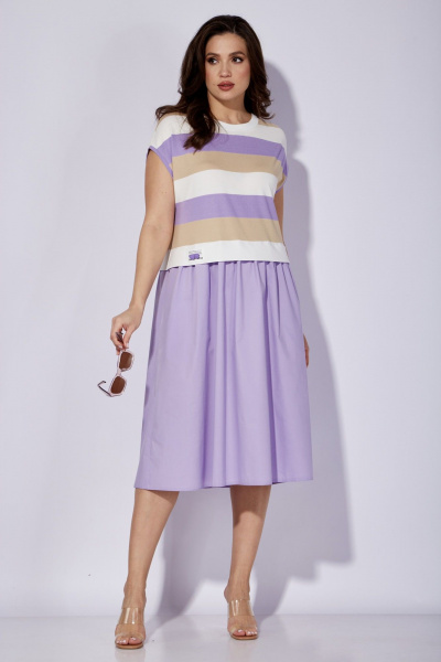 Платье с яркой нашивкой из трикотажа и текстиля TAiER 1280 - фото 1