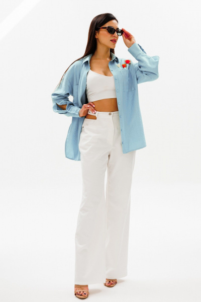 Рубашка женская летняя прямая с карманами и вышивкой из вискозы COCKTAIL 118 - фото 2