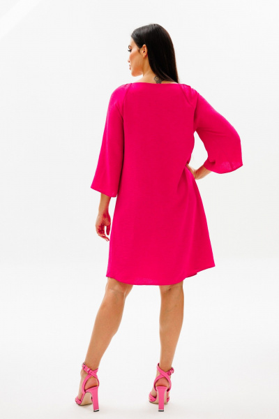 Розовое платье трапеция с шнуровкой и вырезом «лодочка» COCKTAIL 119/1 - фото 6