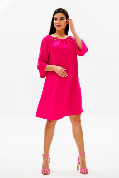 Розовое платье трапеция с шнуровкой и вырезом «лодочка» COCKTAIL 119/1 - фото 5