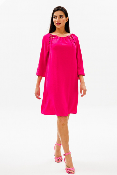 Розовое платье трапеция с шнуровкой и вырезом «лодочка» COCKTAIL 119/1 - фото 2