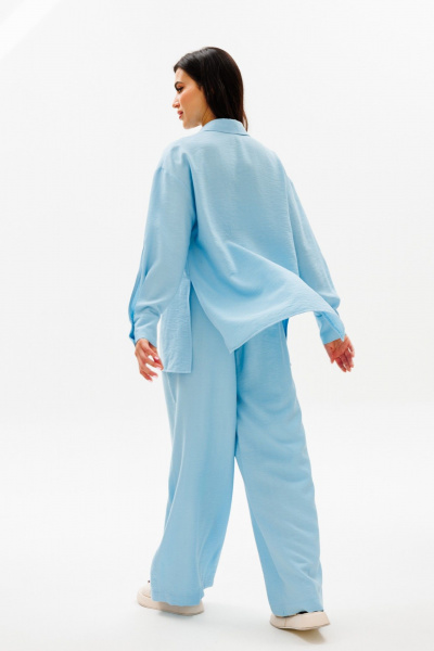 Голубой комплект рубашка и брюки из вискозы для комфортных образов COCKTAIL 121 - фото 6