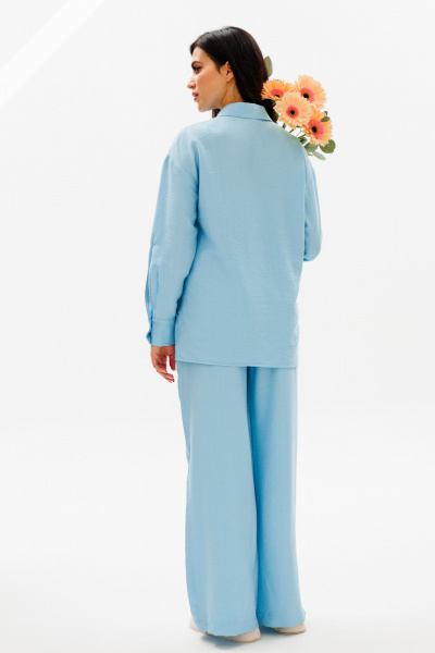 Голубой комплект рубашка и брюки из вискозы для комфортных образов COCKTAIL 121 - фото 5