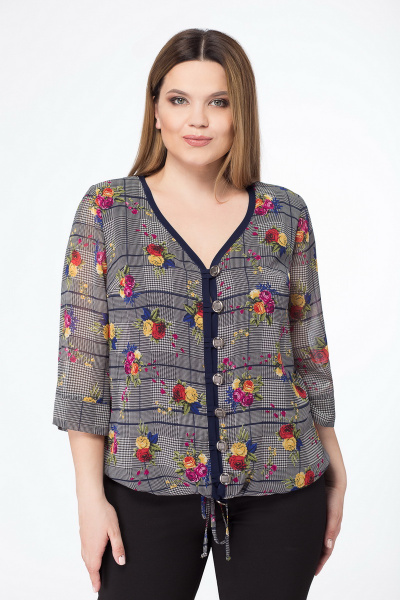 Блуза из текстиля с мультипринтом для ежедневных образов DaLi 584 - фото 1