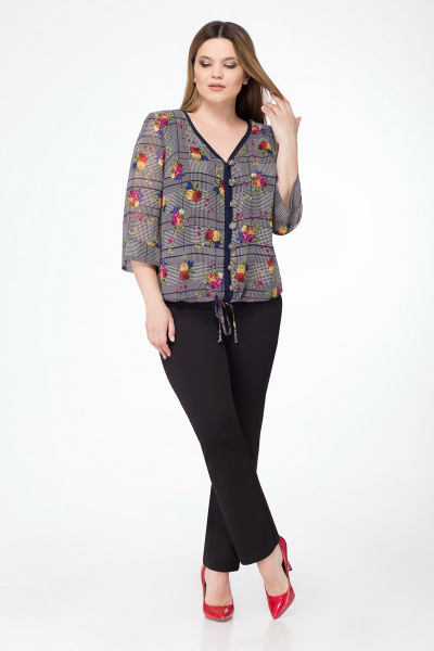 Блуза из текстиля с мультипринтом для ежедневных образов DaLi 584 - фото 2