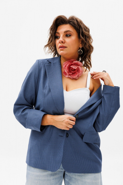 Деловой жакет с карманами из текстиля для делового образа Anelli 1471.1 черное_море - фото 5