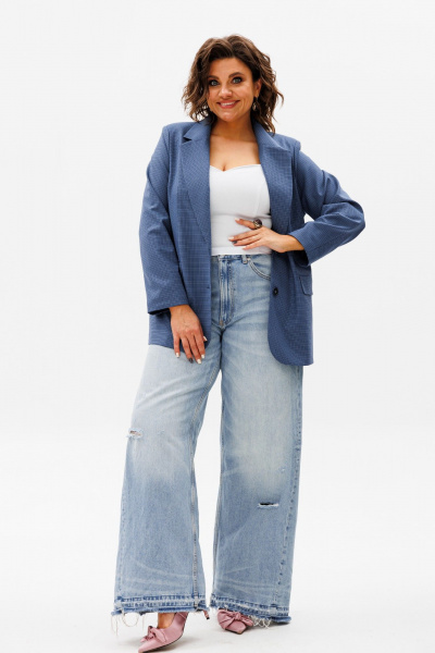 Деловой жакет с карманами из текстиля для делового образа Anelli 1471.1 черное_море - фото 2