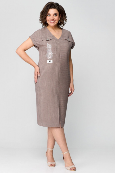 Платье с разрезом на передней части и мягкими складками Мишель стиль 1197 кофейный - фото 7