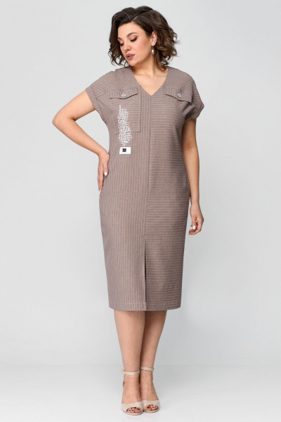 Платье с разрезом на передней части и мягкими складками Мишель стиль 1197 кофейный - фото 6