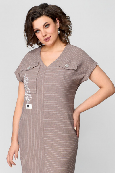 Платье с разрезом на передней части и мягкими складками Мишель стиль 1197 кофейный - фото 5