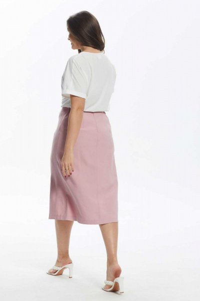 Комплект блуза с разрезами и юбка с шлицами Mislana 891 белый - фото 4