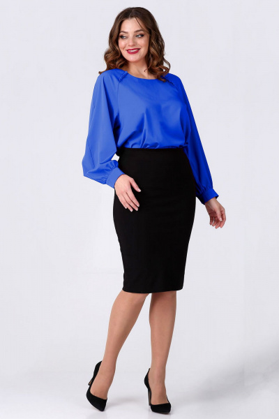 Блуза свободного силуэта с декоративными пуговицами Таир-Гранд 62438 электрик - фото 4