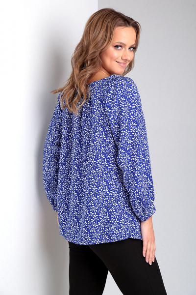 Блуза в стиле кэжуал с цветочным узором из вискозы Таир-Гранд 62435 василек - фото 2