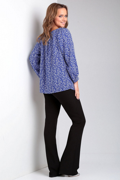 Блуза в стиле кэжуал с цветочным узором из вискозы Таир-Гранд 62435 василек - фото 4