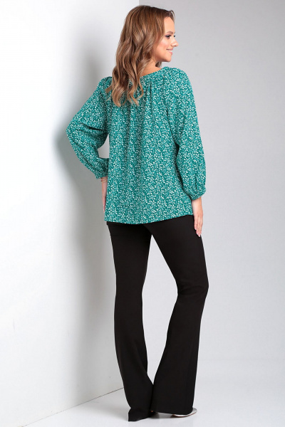 Блуза свободного силуэта с присборенными рукавами-реглан Таир-Гранд 62435 зеленый - фото 5