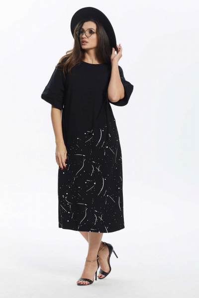 Платье свободного силуэта из комбинированных тканей Mislana 886 - фото 1