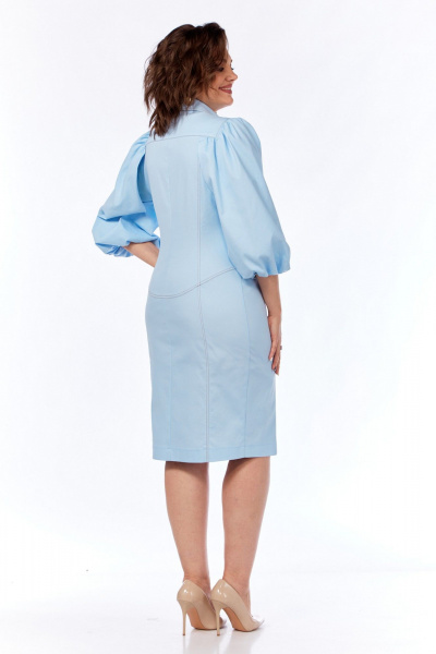 Платье с кокетками и разрезом по линии талии из хлопкового текстиля VI ORO VR-1133 небесный - фото 8