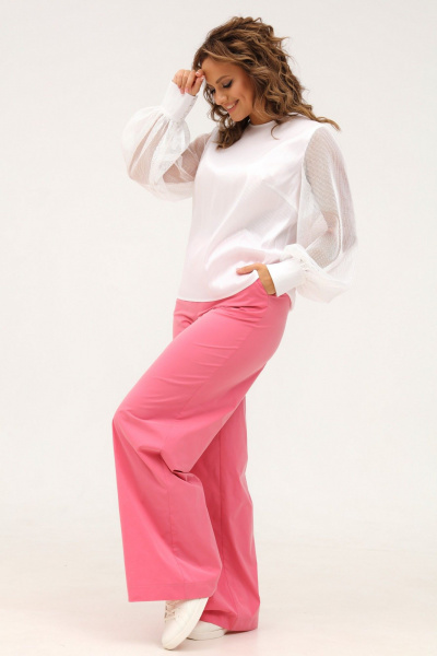 Брюки палаццо из стрейч-текстиля с высокой посадкой Angelina & Сompany 991 - фото 8