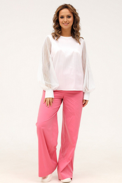 Брюки палаццо из стрейч-текстиля с высокой посадкой Angelina & Сompany 991 - фото 5