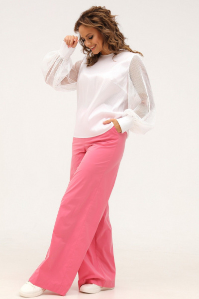 Брюки палаццо из стрейч-текстиля с высокой посадкой Angelina & Сompany 991 - фото 2